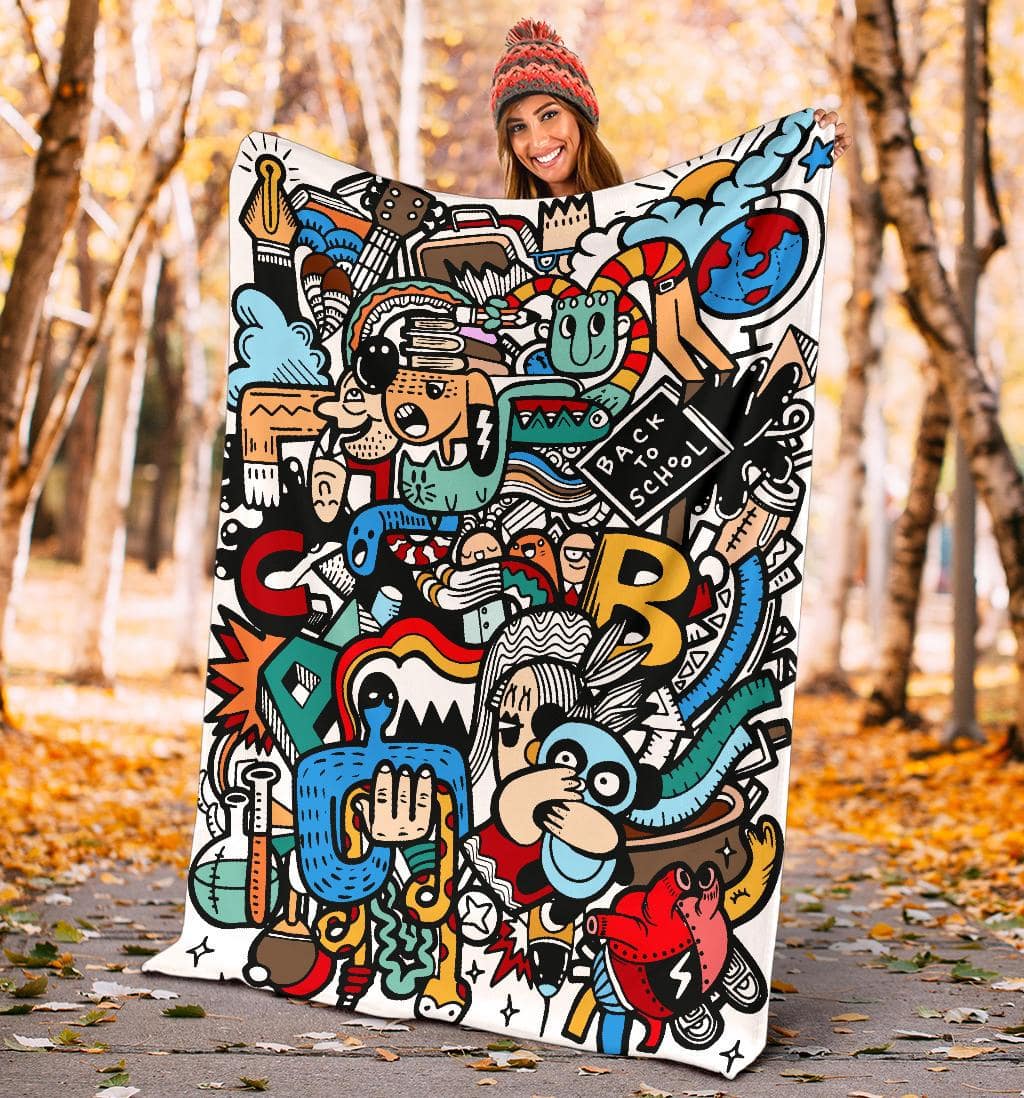 Funny School Kids Cartoon Art Premium Blanket - Top Content | POD Collection | Free Shipping