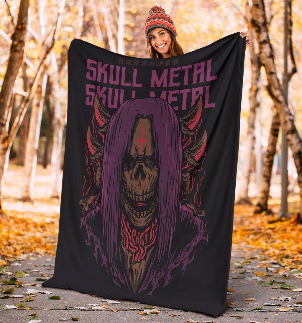 Skull Metal Funny Art Cartoon Premium Blanket - Top Content | POD Collection | Free Shipping