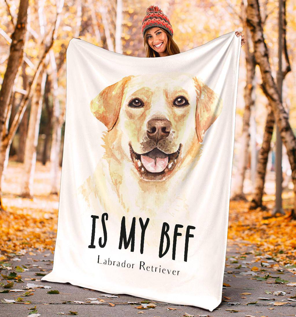 Labrador Retriever Portrait Premium Blanket, Cool Dog Is My BFF Cartoon - Top Content | POD Collection | Free Shipping