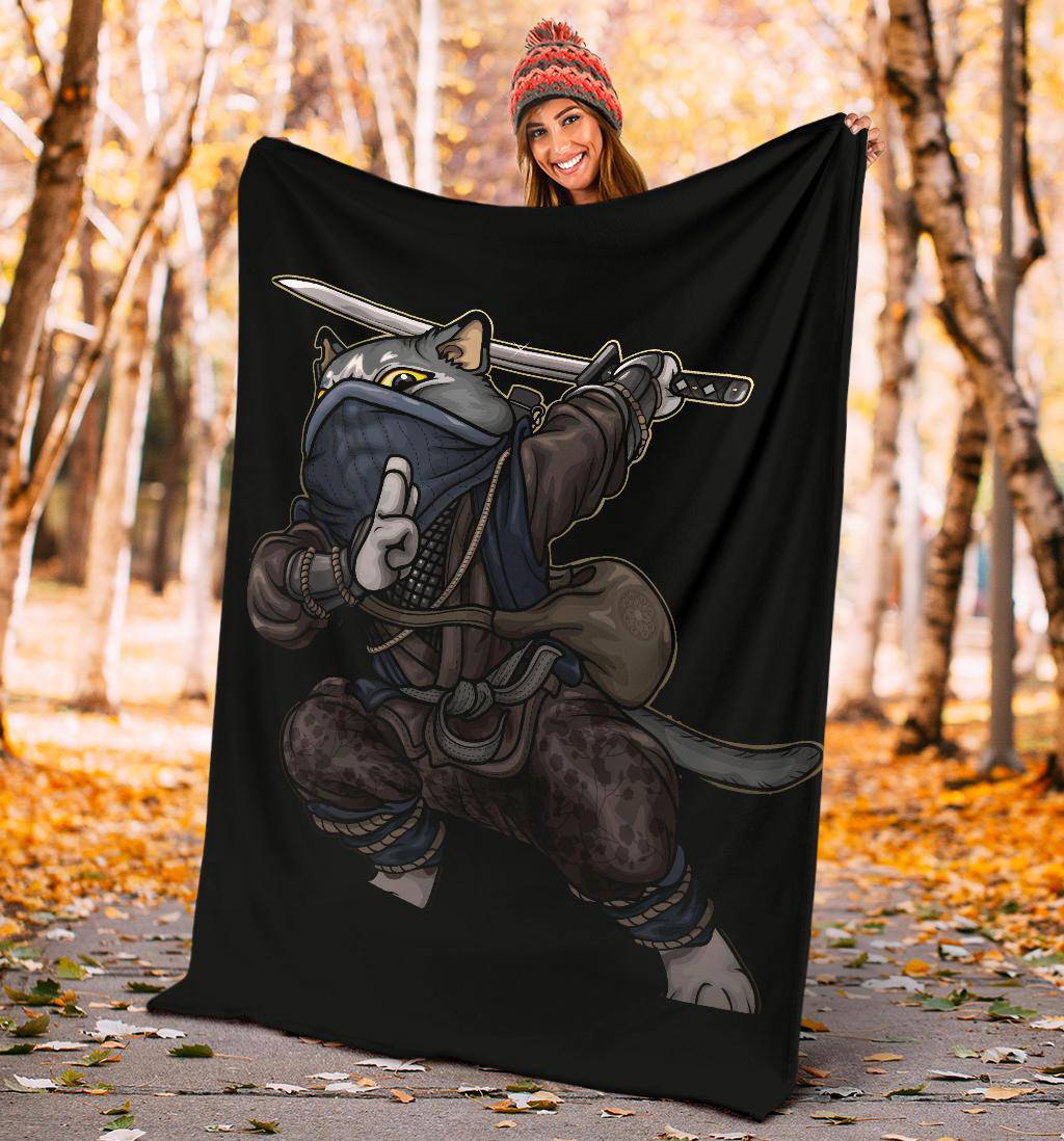 Ninja Cat Spy Sword Premium Blanket - Top Content | POD Collection | Free Shipping