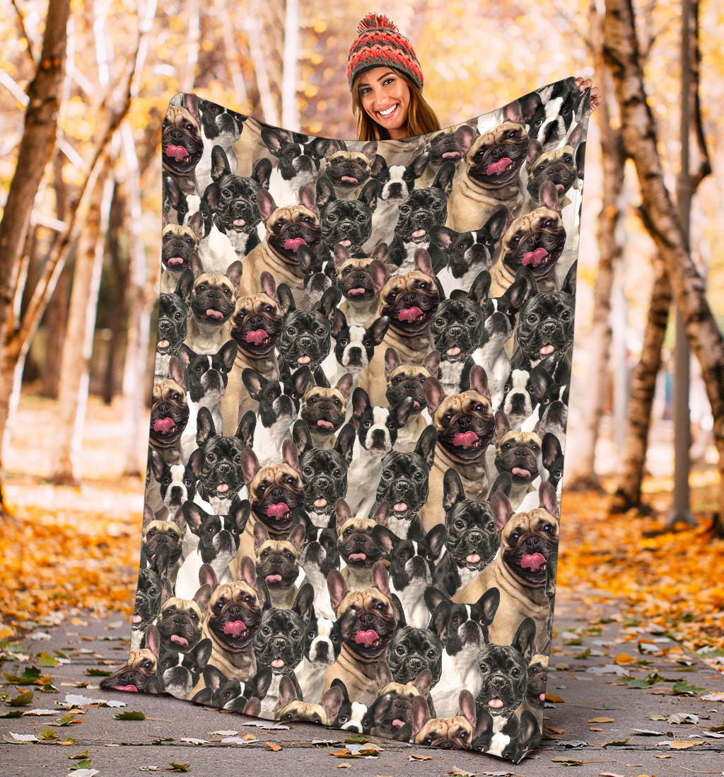 French Bulldog Full Face Blanket