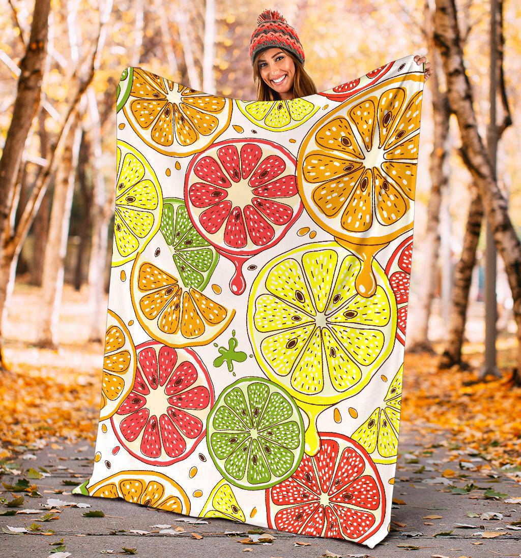 Plants Citrus Fruit Beautiful Art Premium Blanket - Top Content | POD Collection | Free Shipping