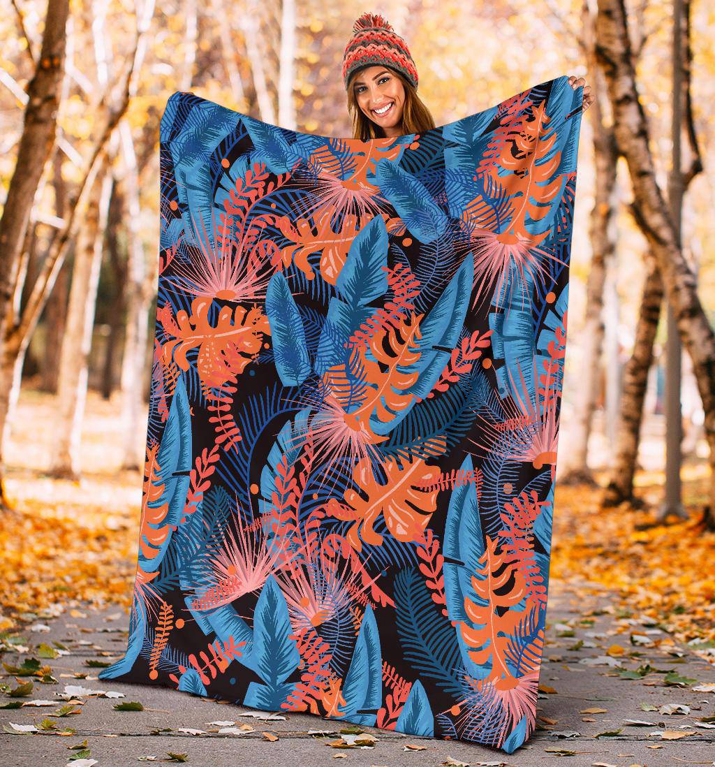 Jungle Dark Leaves Pattern Premium Blanket - Top Content | POD Collection | Free Shipping