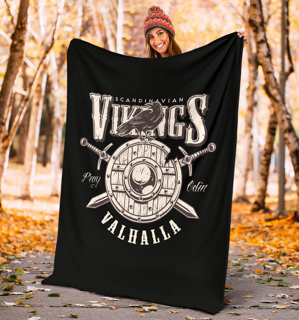 Raven Viking Blanket, Valhalla Throw Blanket