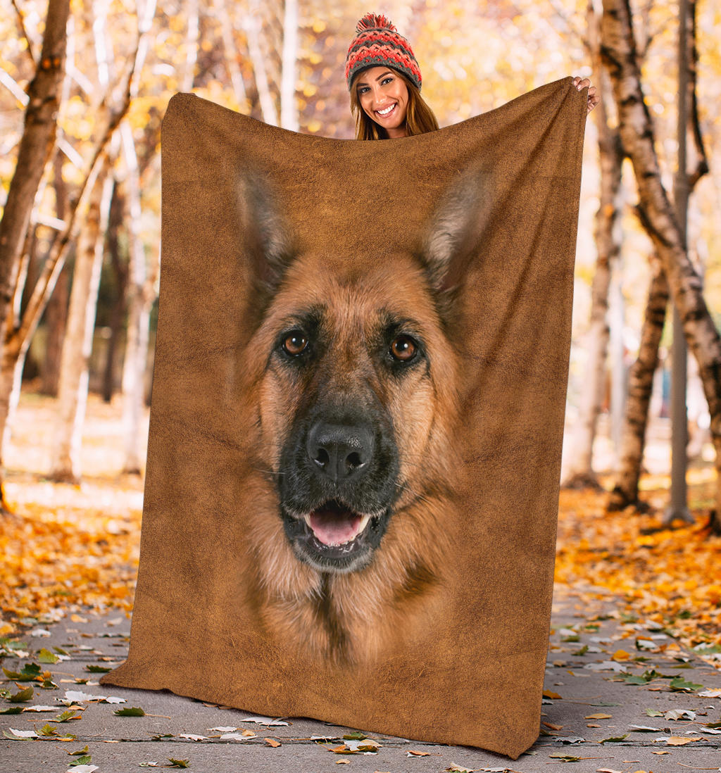 German Shepherd Face Hair Blanket