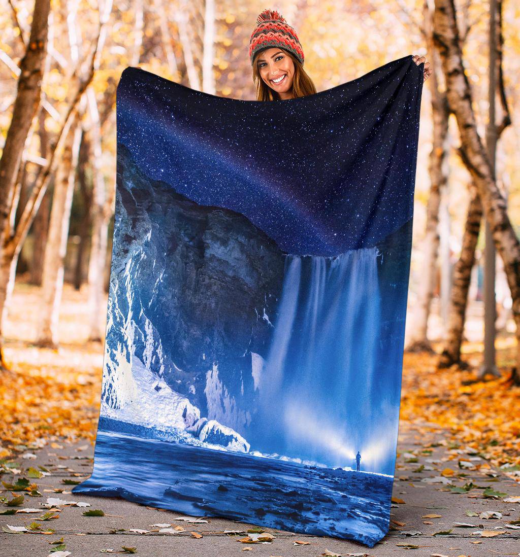 Nightsky Stars Blue Waterfall Premium Blanket - Top Content | POD Collection | Free Shipping