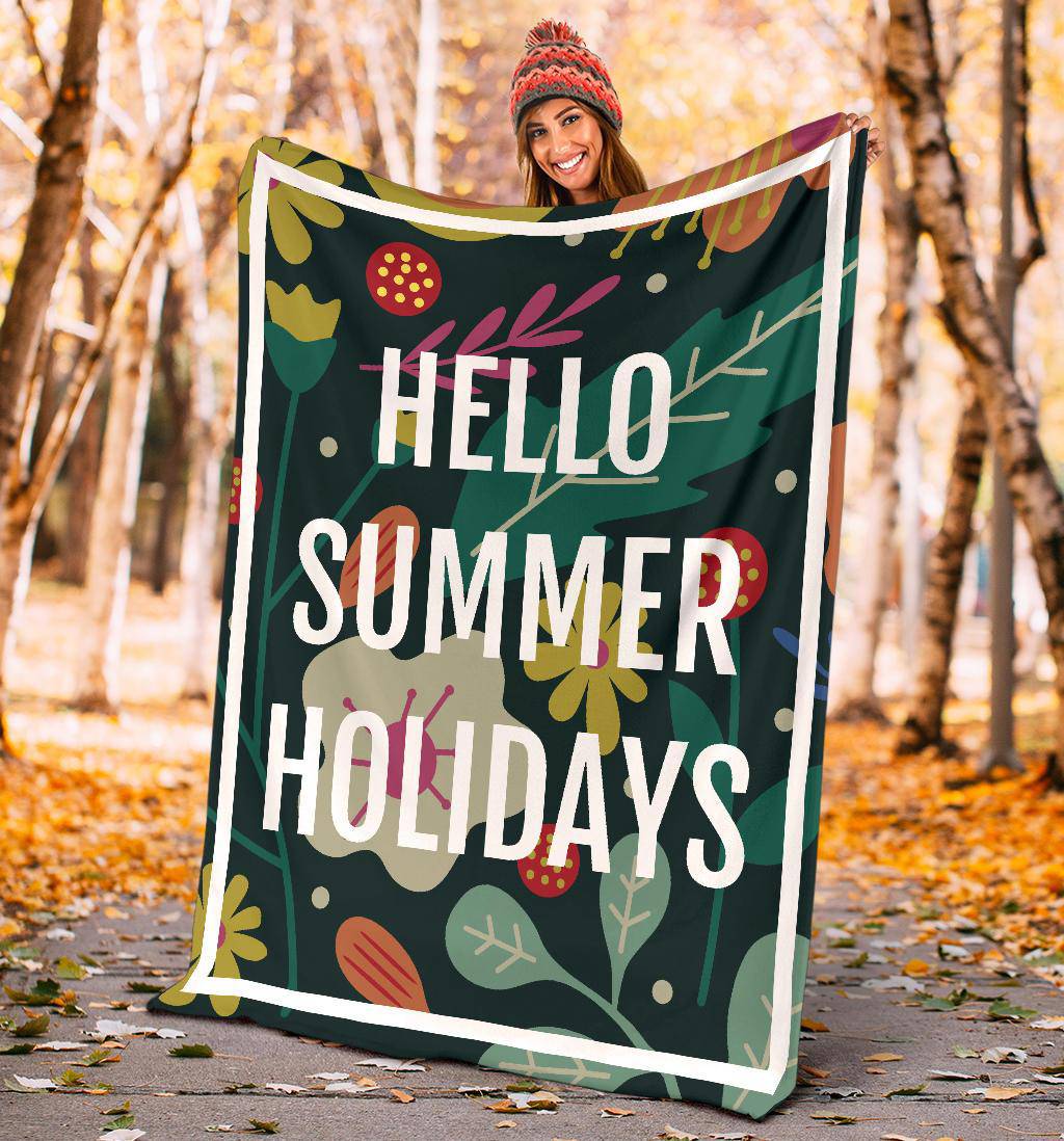 Hello Summer Holidays Floral Premium Blanket - Top Content | POD Collection | Free Shipping