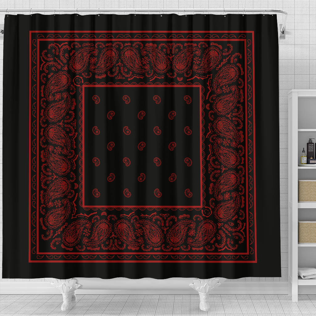 Black and Red Bandana Shower Curtain