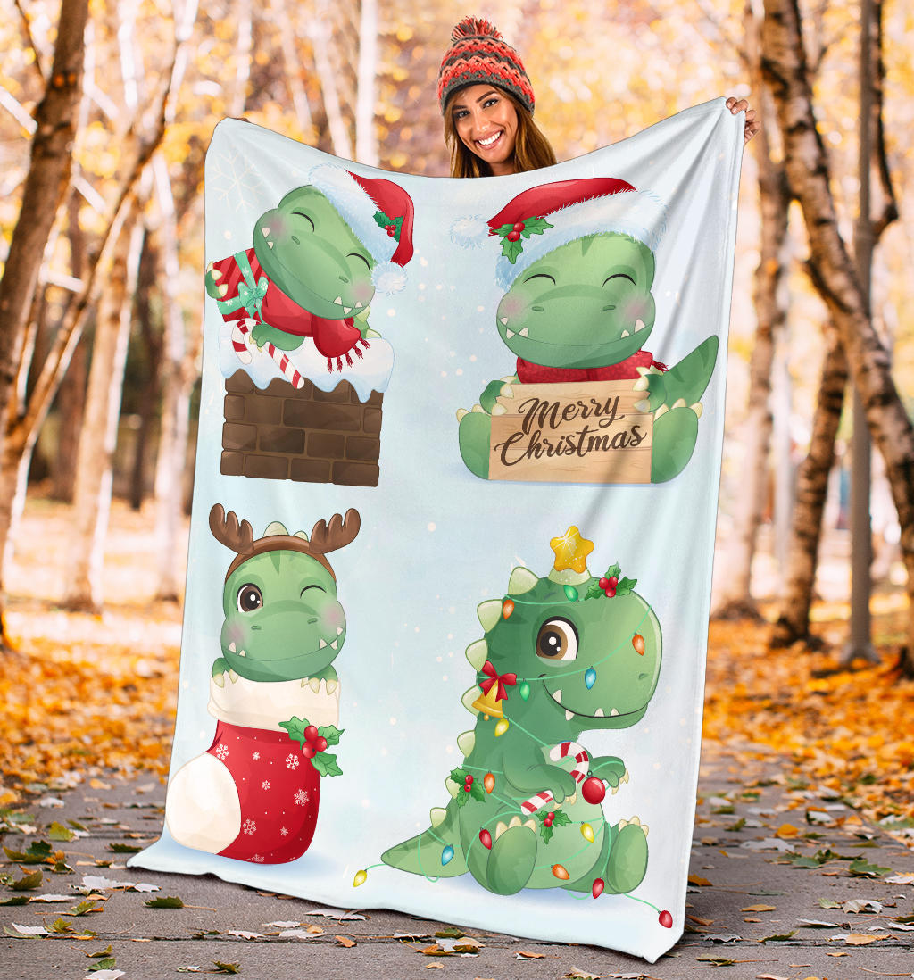 cute dinosaurs merry christmas theme blanket - Top Content | POD Collection | Free Shipping