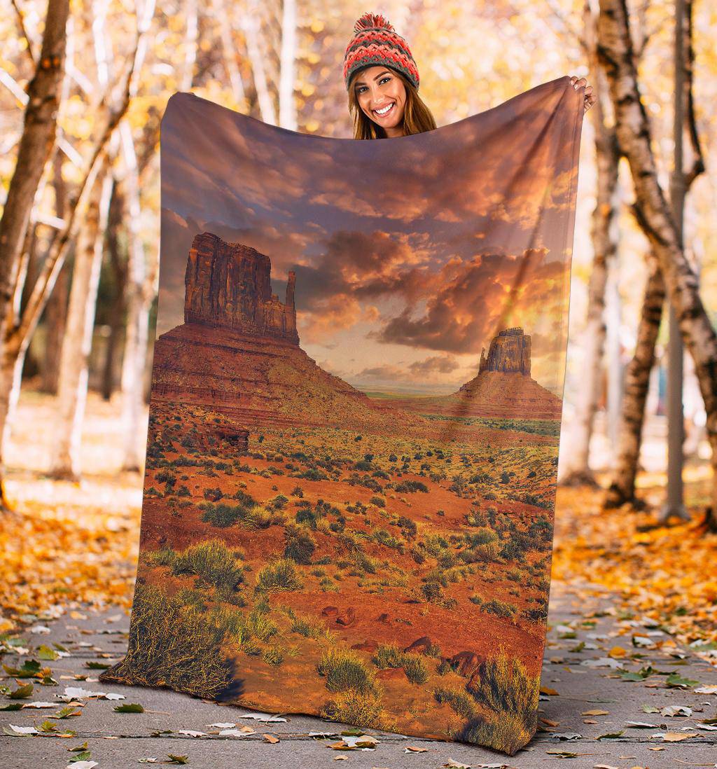 Monument Valley Blue Sky USA Nature Travel Premium Blanket - Top Content | POD Collection | Free Shipping