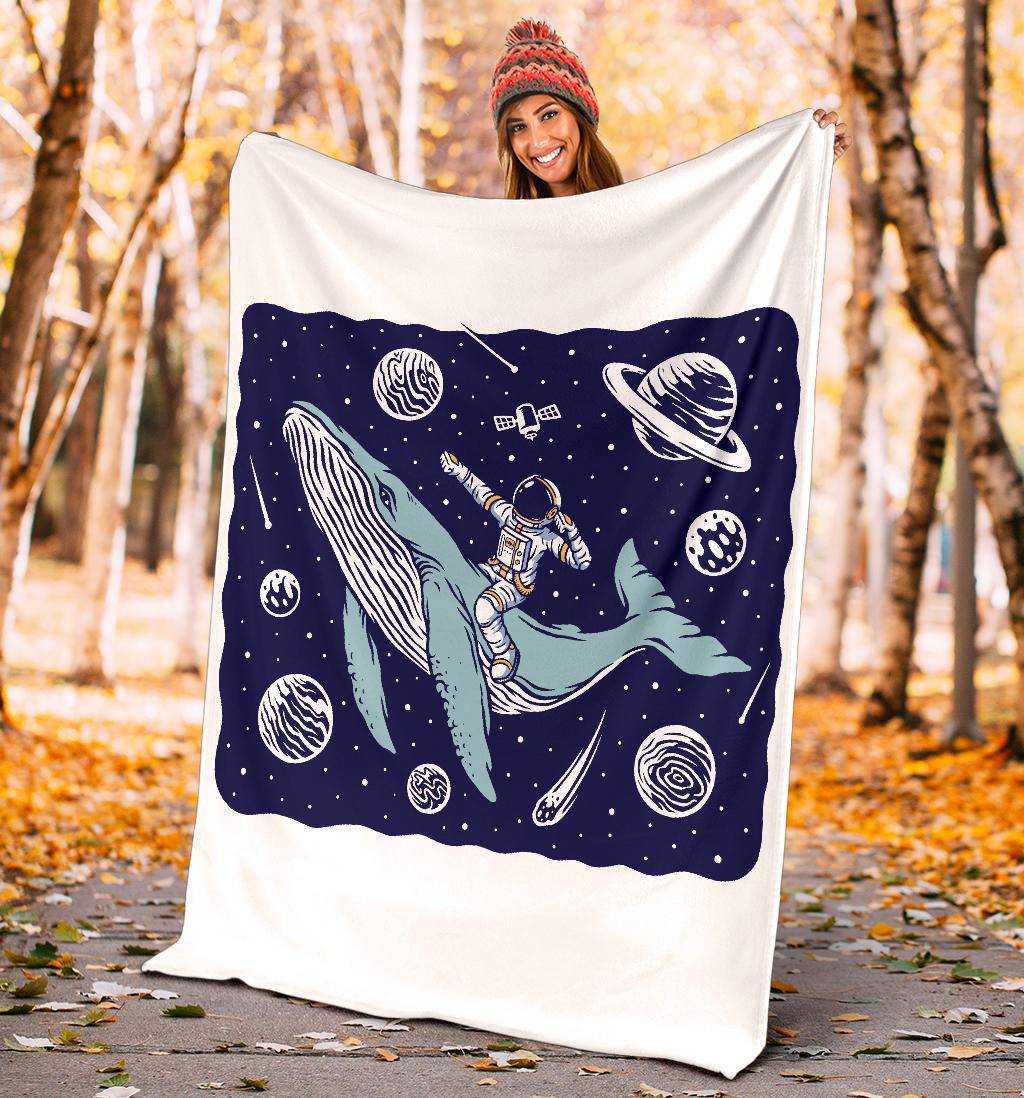 Premium Blanket Space Astronaut Riding A Whale Cartoon - Top Content | POD Collection | Free Shipping