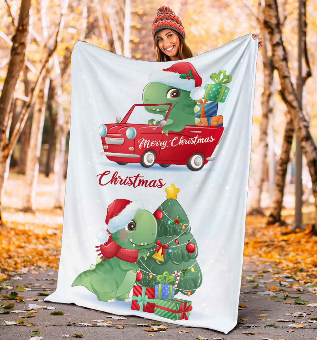 cute christmas dinosaurs as a present blanket - Top Content | POD Collection | Free Shipping