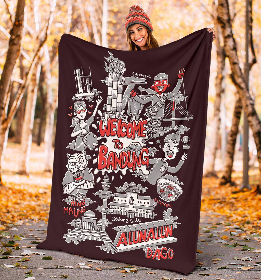 Welcome To Bandung City Premium Blanket, Cool Traveling Gift - Top Content | POD Collection | Free Shipping