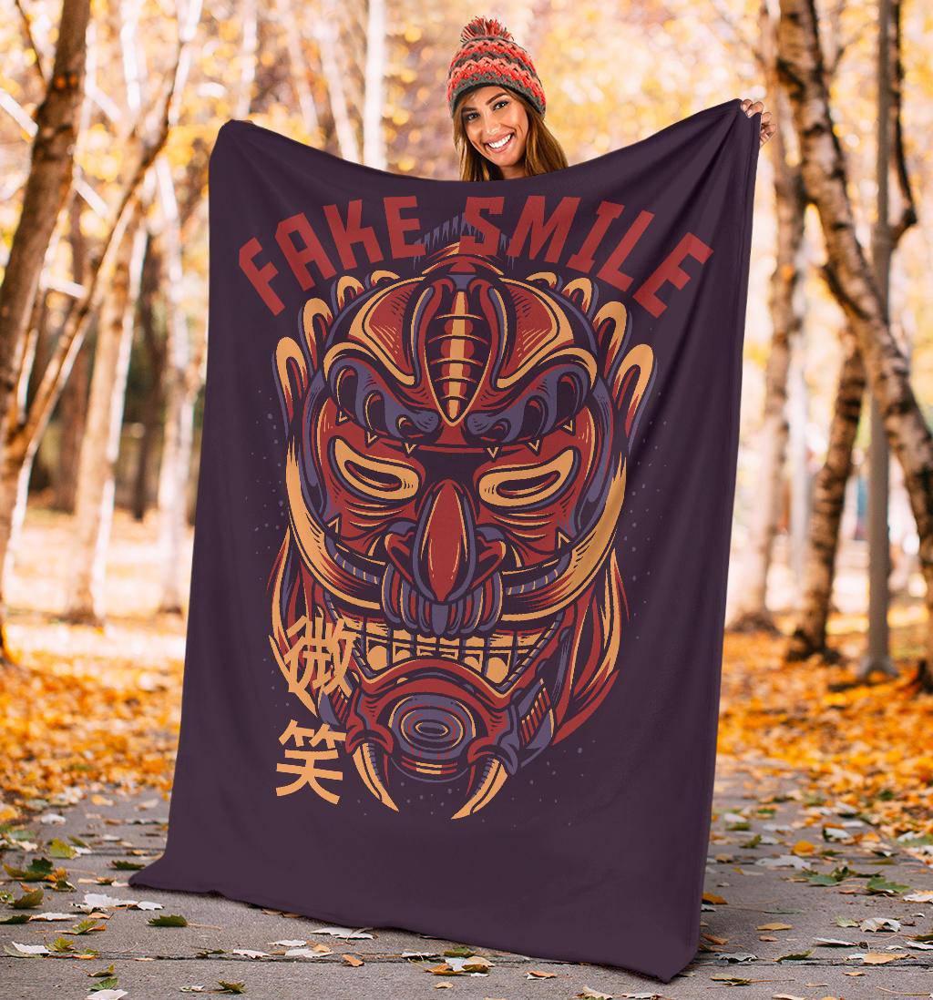 Fake Smile Figure Japanese Art Cartoon Premium Blanket - Top Content | POD Collection | Free Shipping