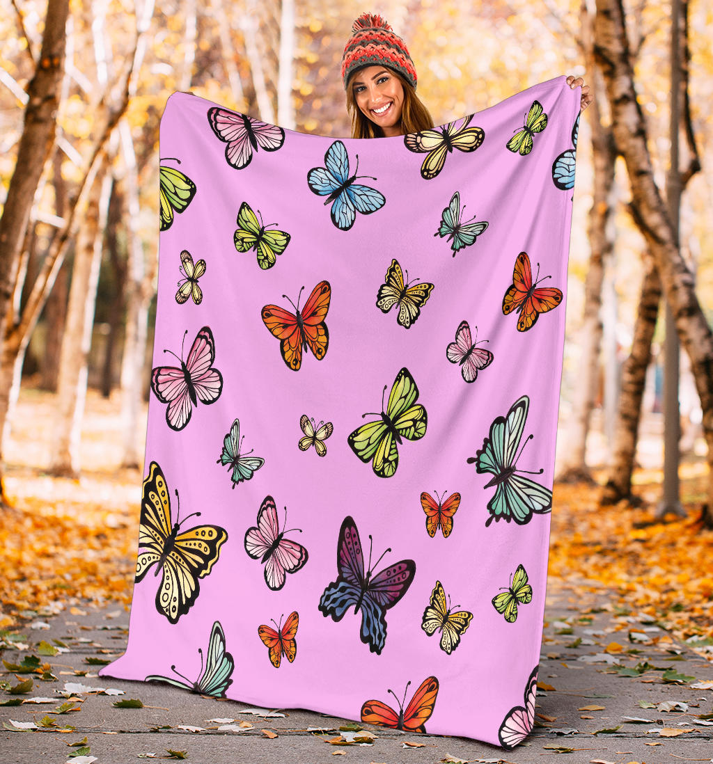 colorful butterflies collection pink blanket - Top Content | POD Collection | Free Shipping