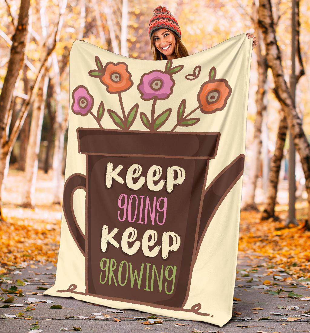 Keep Growing Love Plants Flowers Premium Blanket - Top Content | POD Collection | Free Shipping