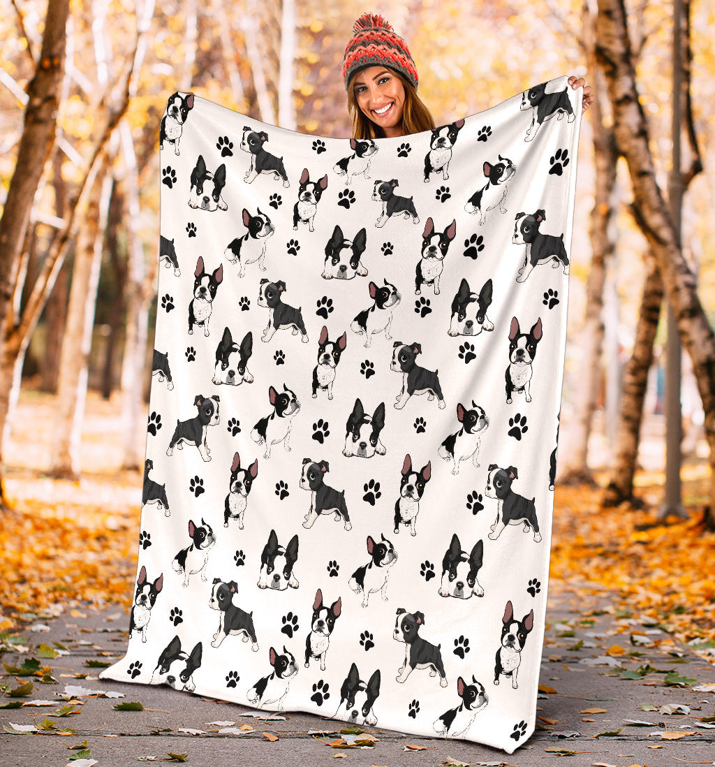 Boston Terrier Paw Blanket