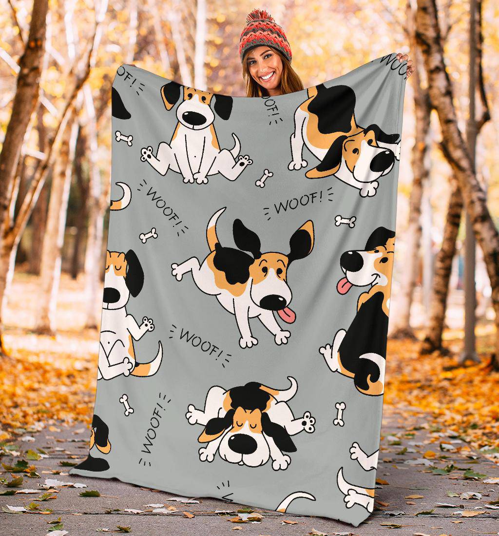 Premium Blanket Sketch Beagle Dog Pattern Background Cartoon - Top Content | POD Collection | Free Shipping