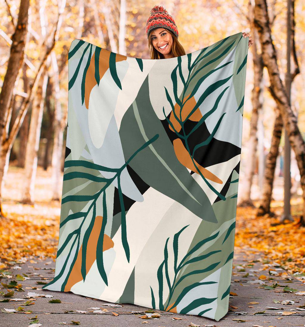 Jungle Leaves Nature Green Art Premium Blanket - Top Content | POD Collection | Free Shipping