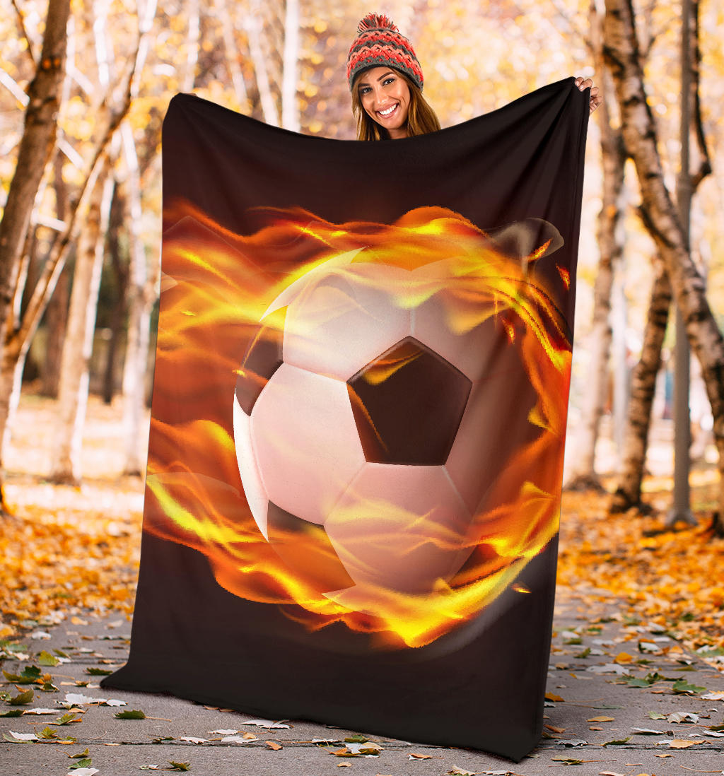 football ball flying flames realistic blanket - Top Content | POD Collection | Free Shipping