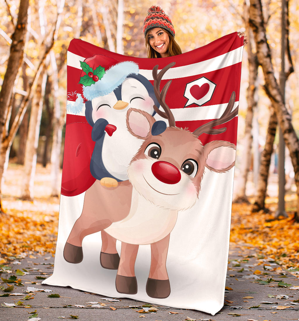 cute christmas doodle penguin with deer blanket - Top Content | POD Collection | Free Shipping