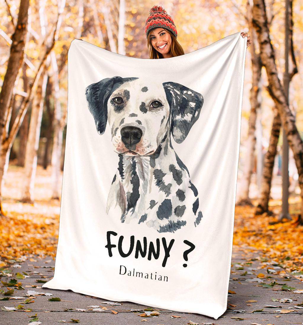 Watercolour Dalmatian Portrait Premium Blanket, Funny Dog Cartoon - Top Content | POD Collection | Free Shipping