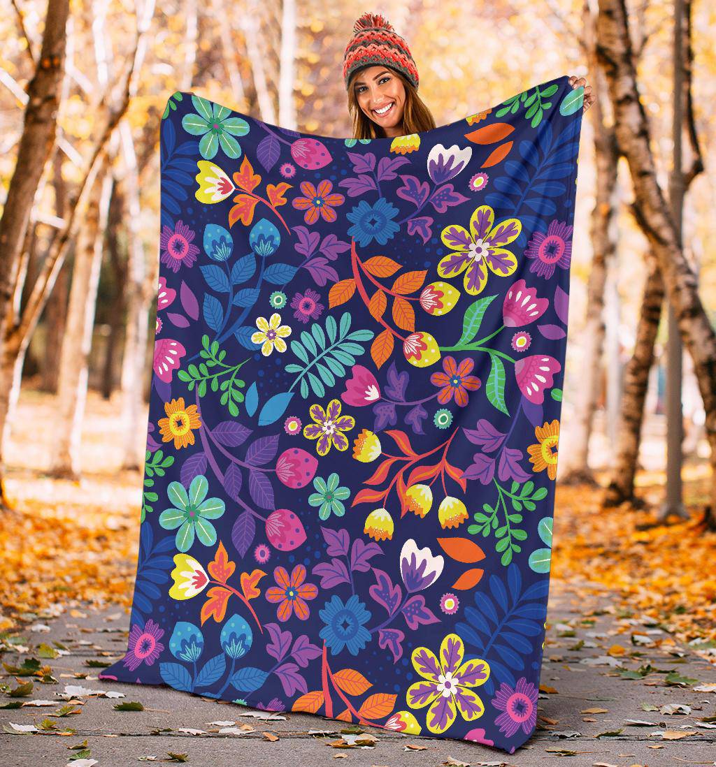 Hand Drawn Exotic Floral Pattern Premium Blanket - Top Content | POD Collection | Free Shipping