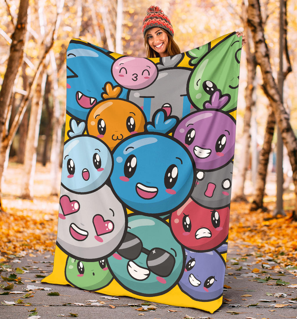 Happy Colorful Kawaii Emojis Blanket