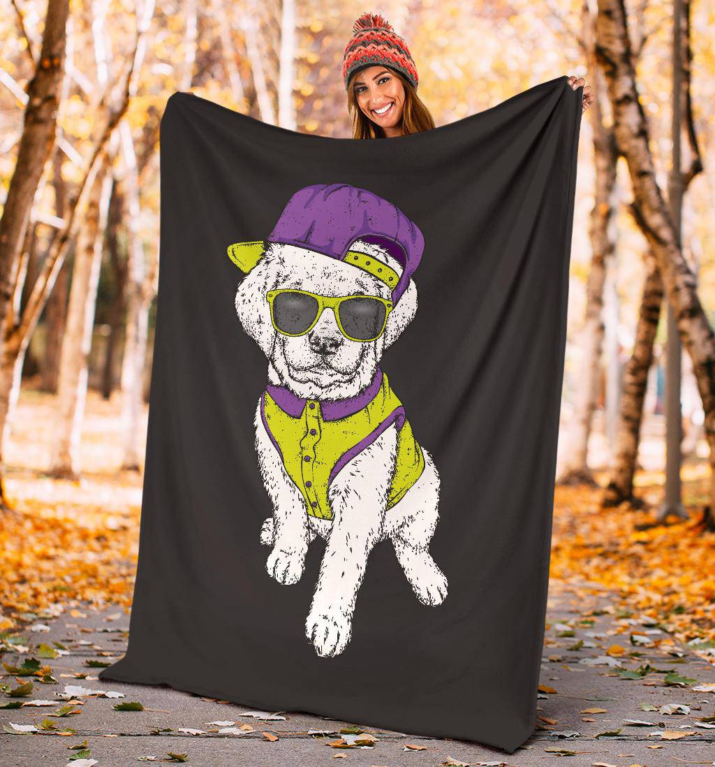 Labrador Retriever Premium Blanket, Cool Cap Puppy Cartoon Style Drawing - Top Content | POD Collection | Free Shipping