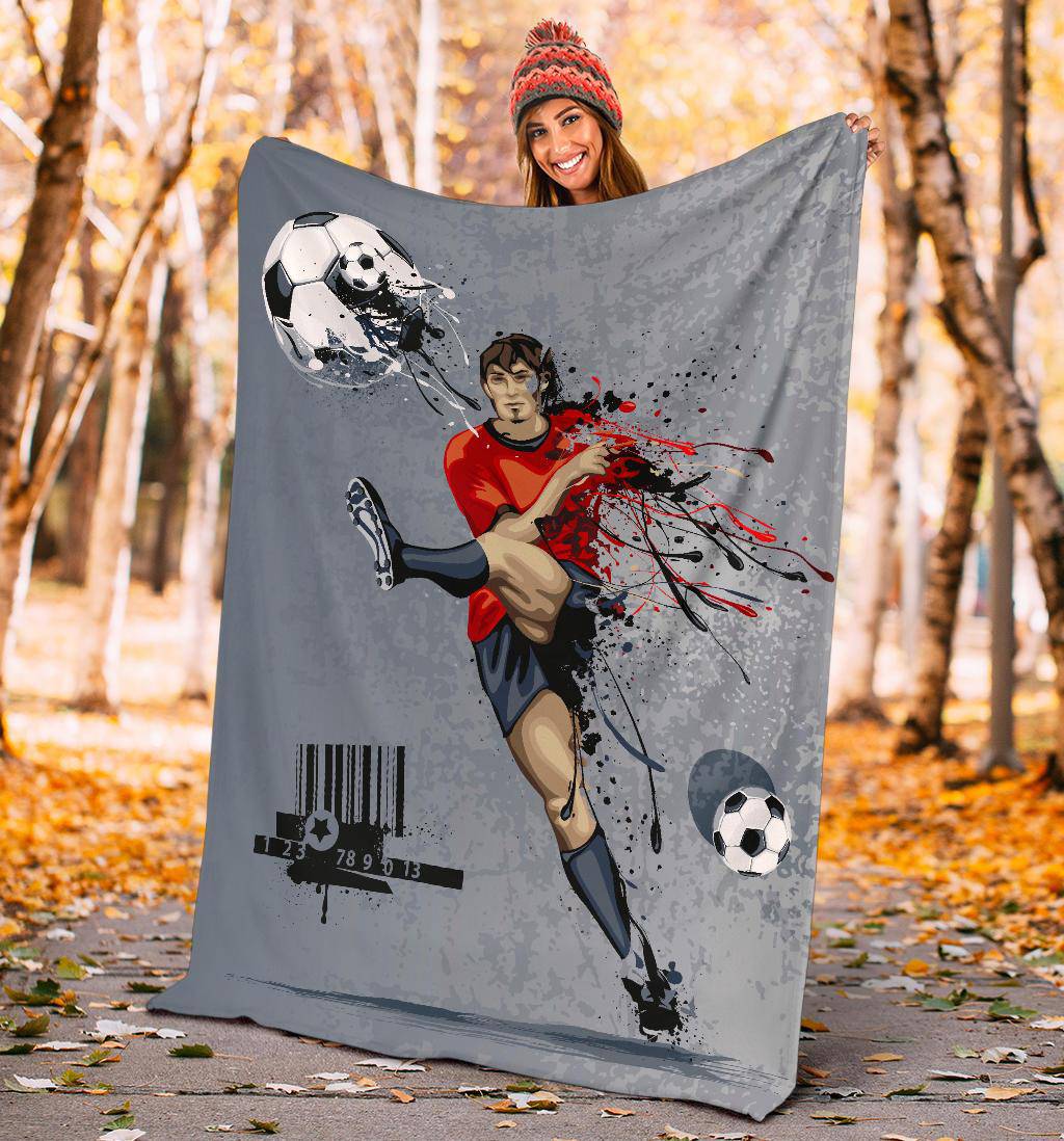 Pro Football Player Kicking Ball Cartoon Premium Blanket - Top Content | POD Collection | Free Shipping