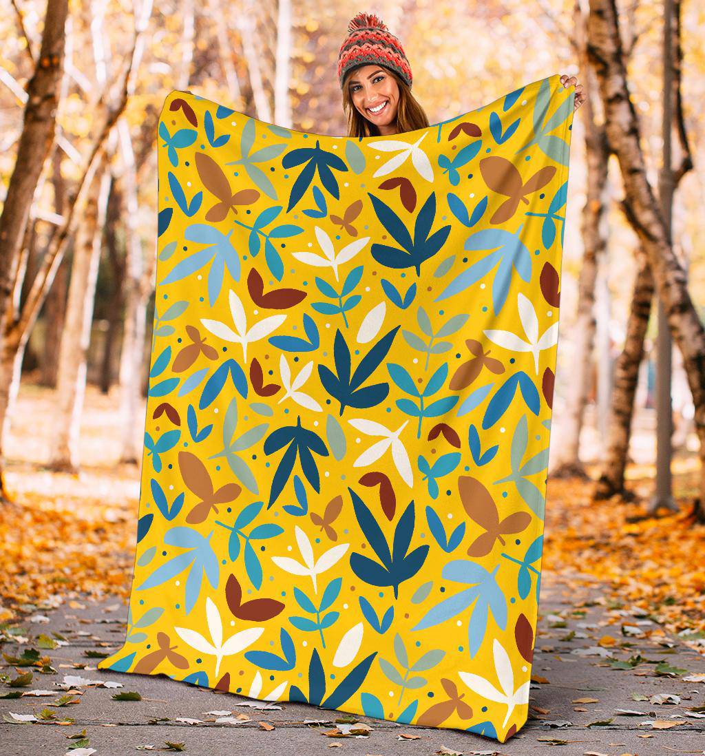 Colourful Autumn Leaves Yellow Premium Blanket - Top Content | POD Collection | Free Shipping