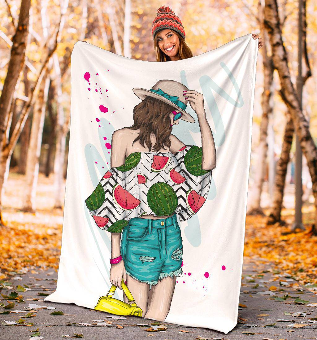 Beautiful Stylish Summer Girl Premium Blanket - Top Content | POD Collection | Free Shipping