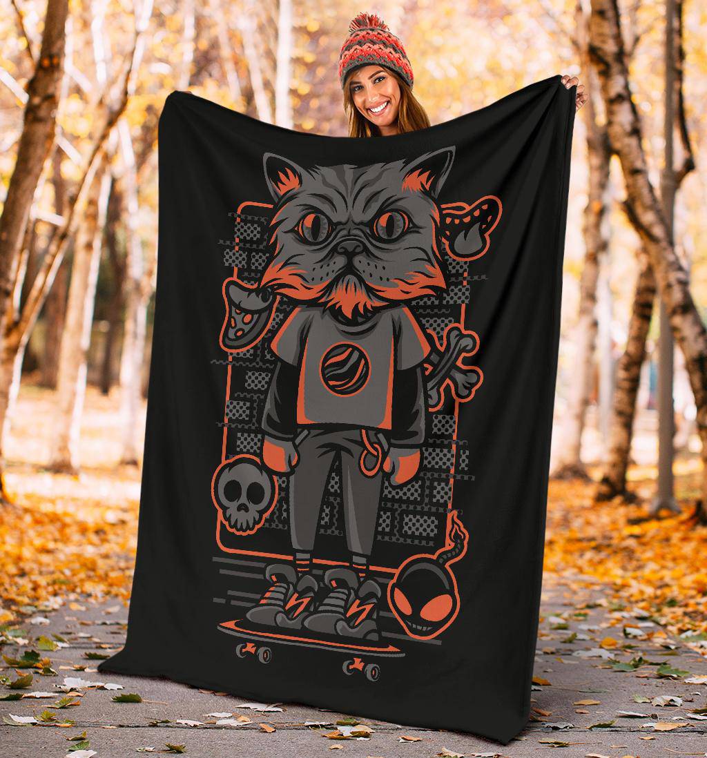 Street Style Cat Art Cartoon Premium Blanket - Top Content | POD Collection | Free Shipping