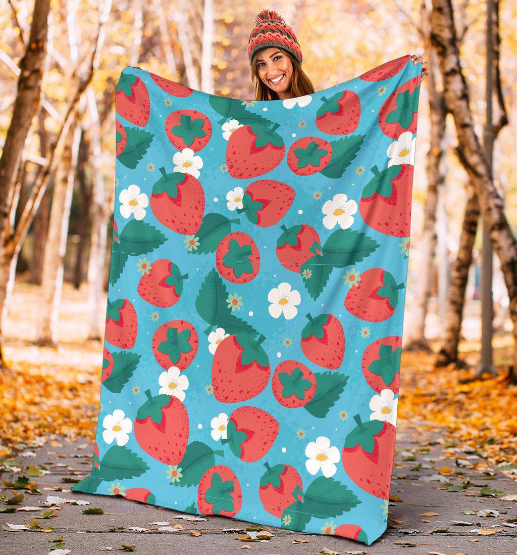 Colorful Cute Strawberry Fruit Pattern Premium Blanket - Top Content | POD Collection | Free Shipping