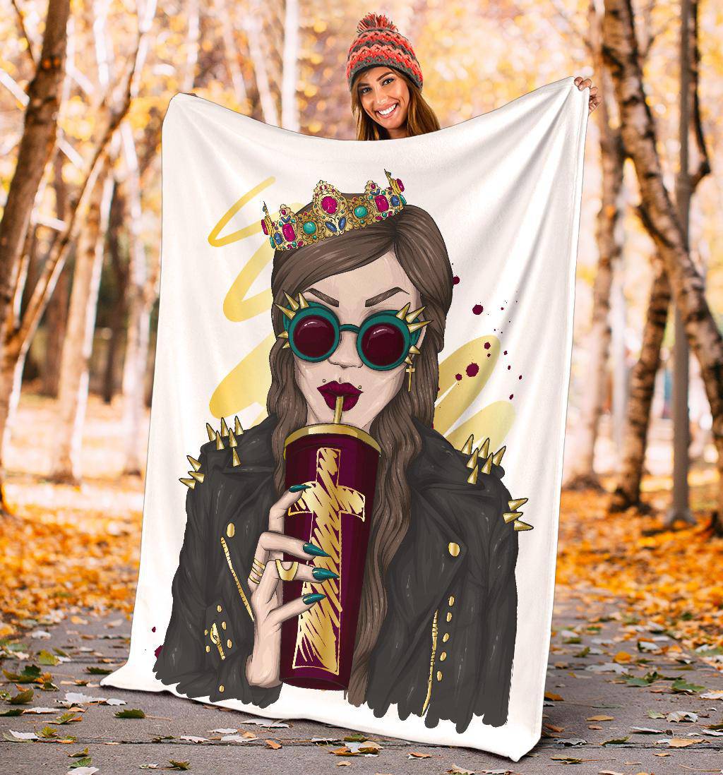 Stylish Rock Girl Cartoon Premium Blanket - Top Content | POD Collection | Free Shipping