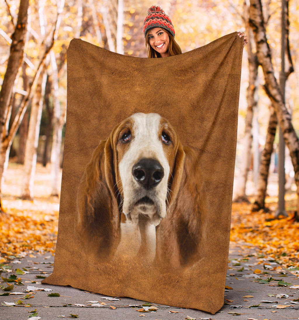 Basset Hound Face Hair Blanket