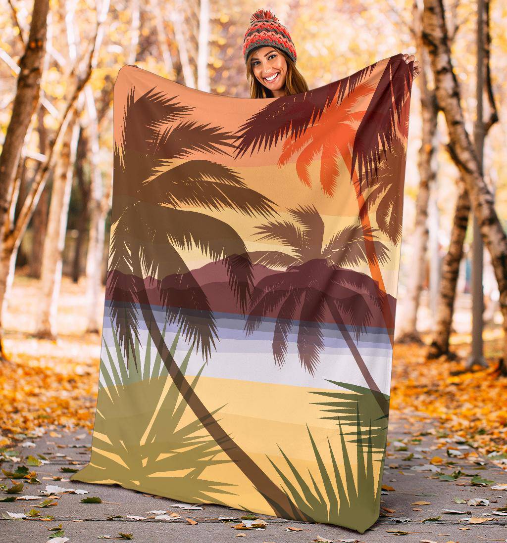 Beach Summer Sunset Palms Silhouette Premium Blanket - Top Content | POD Collection | Free Shipping