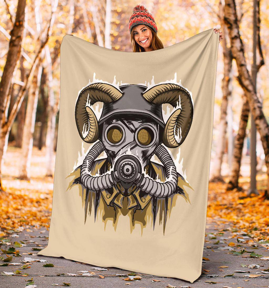 Cool Drawing Of A Masked With Horns Character Premium Blanket - Top Content | POD Collection | Free Shipping