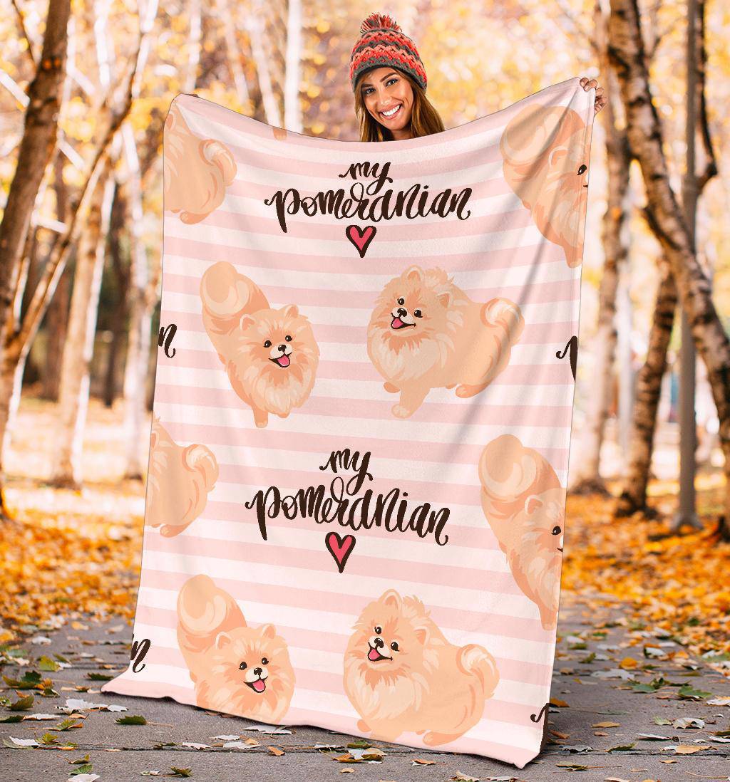 My Pomeranian Spitz Love, Cute Dog Cartoon Premium Blanket - Top Content | POD Collection | Free Shipping