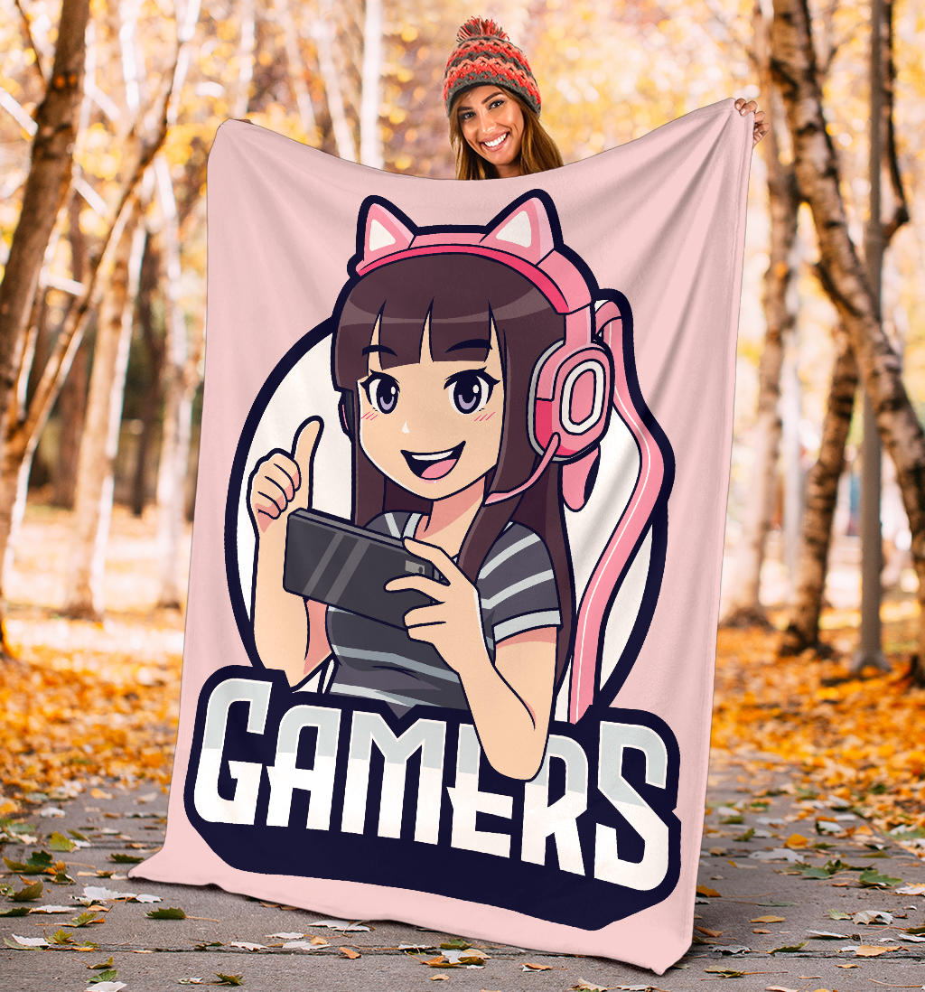 Gamers Cat Pink Blanket