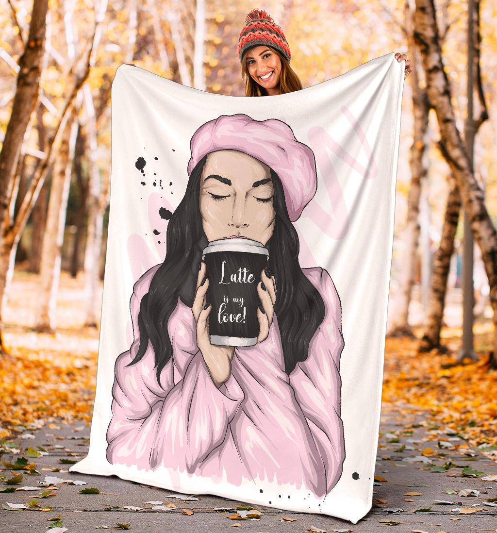 I Love Coffee Girl Beret Premium Blanket - Top Content | POD Collection | Free Shipping