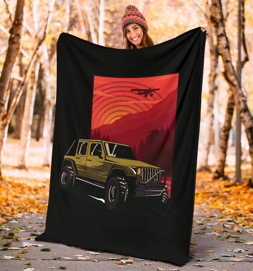 Sunset Car 4x4 Adventure Premium Blanket - Top Content | POD Collection | Free Shipping