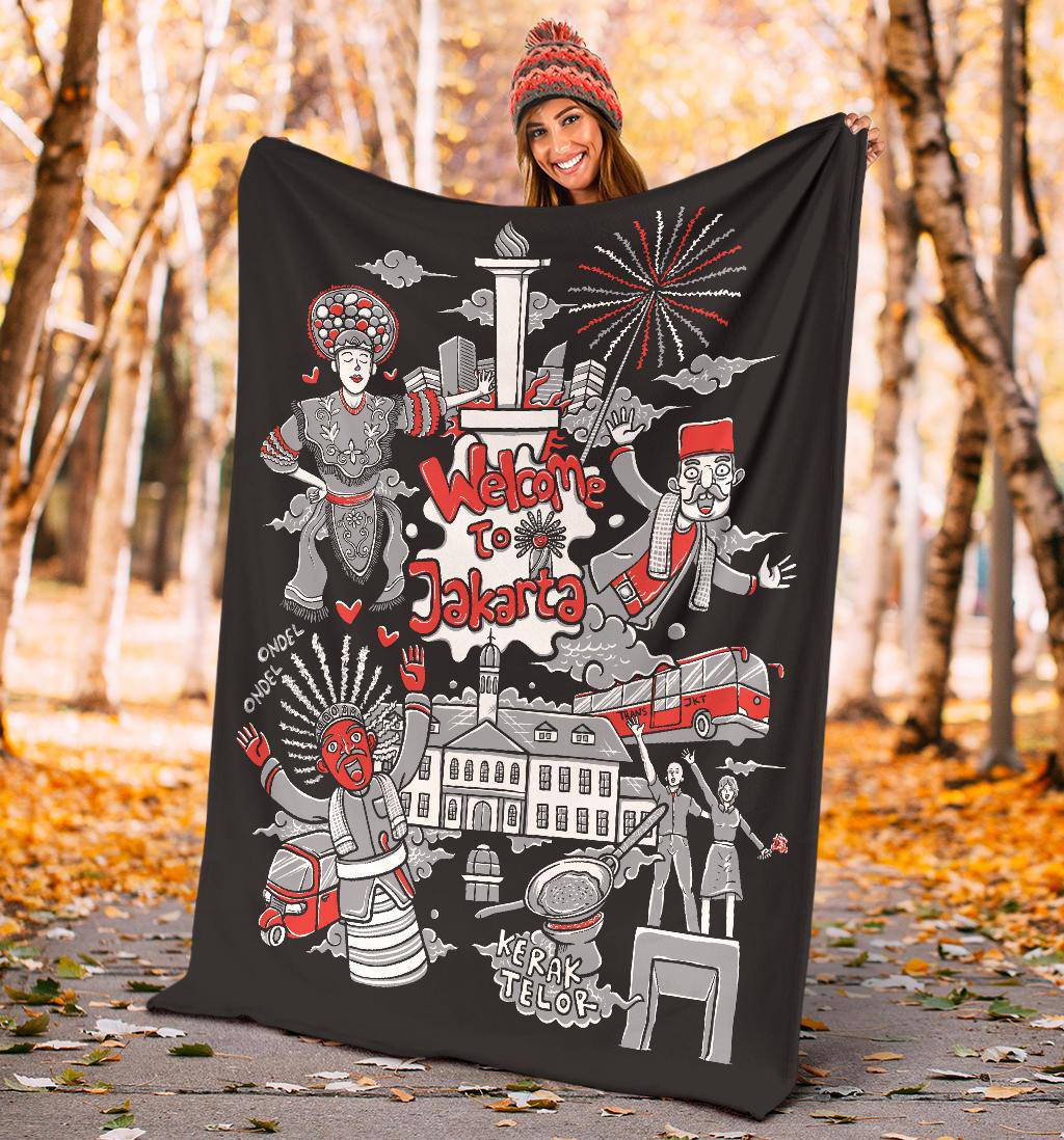 Welcome To Jakarta Premium Blanket, Cool Cartoon Travel Gift - Top Content | POD Collection | Free Shipping