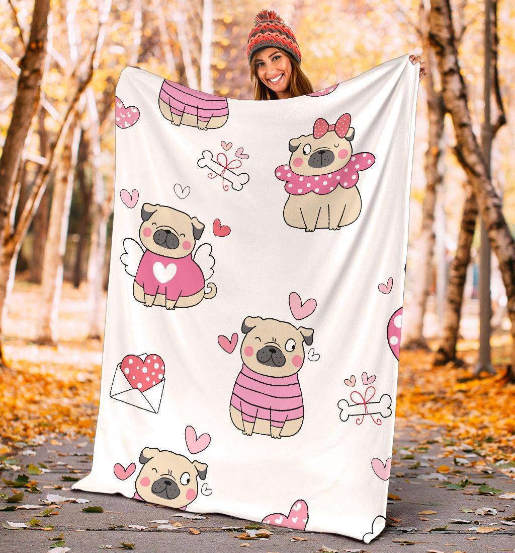 Cute Pink Pub Dog, Valentines Day Love Gift Premium Blanket - Top Content | POD Collection | Free Shipping