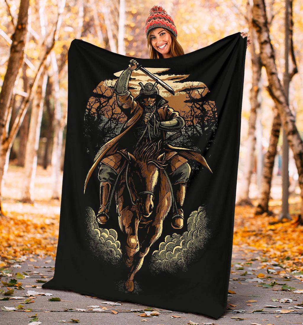 Samurai Japan Warrior Horse Riding Premium Blanket - Top Content | POD Collection | Free Shipping