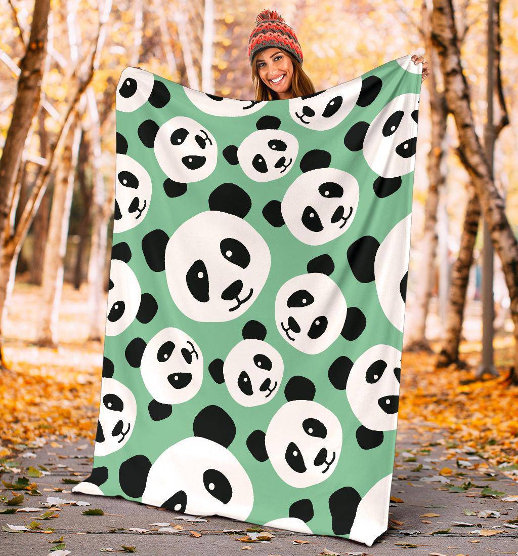 Cute Panda Head Green Premium Blanket - Top Content | POD Collection | Free Shipping