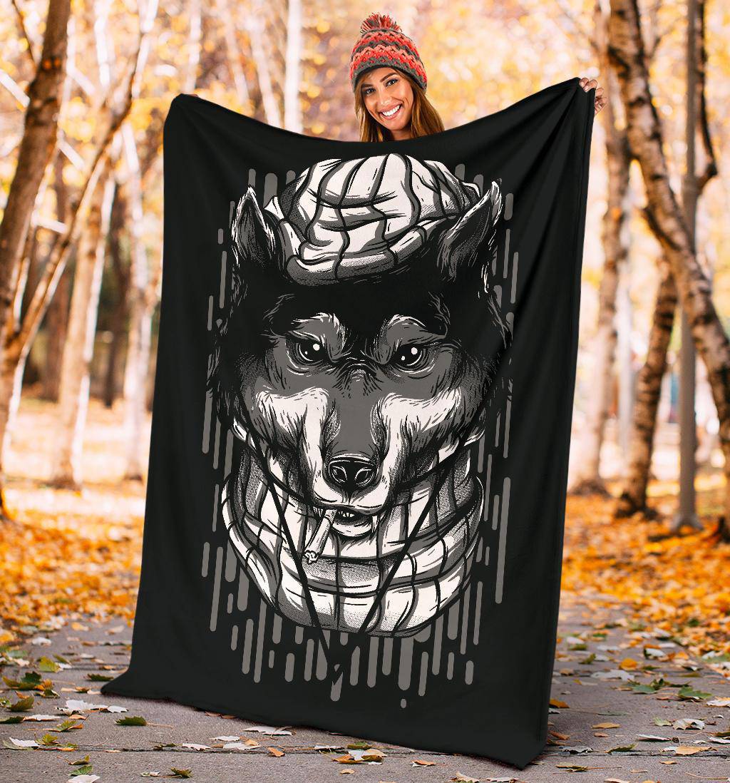 Handsome Wolf Cartoon Premium Blanket - Top Content | POD Collection | Free Shipping