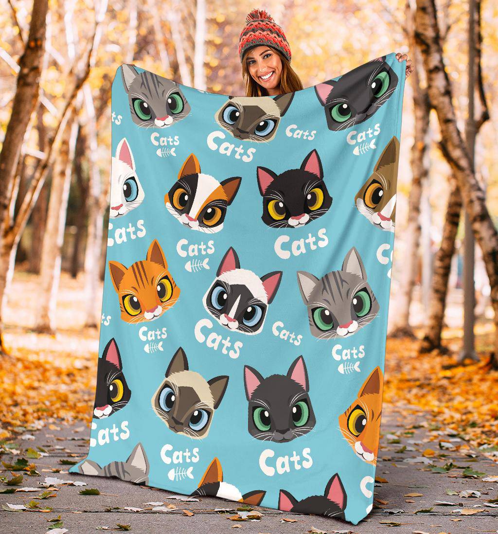 Cute Love Cats Cartoon Pattern Background Premium Blanket - Top Content | POD Collection | Free Shipping