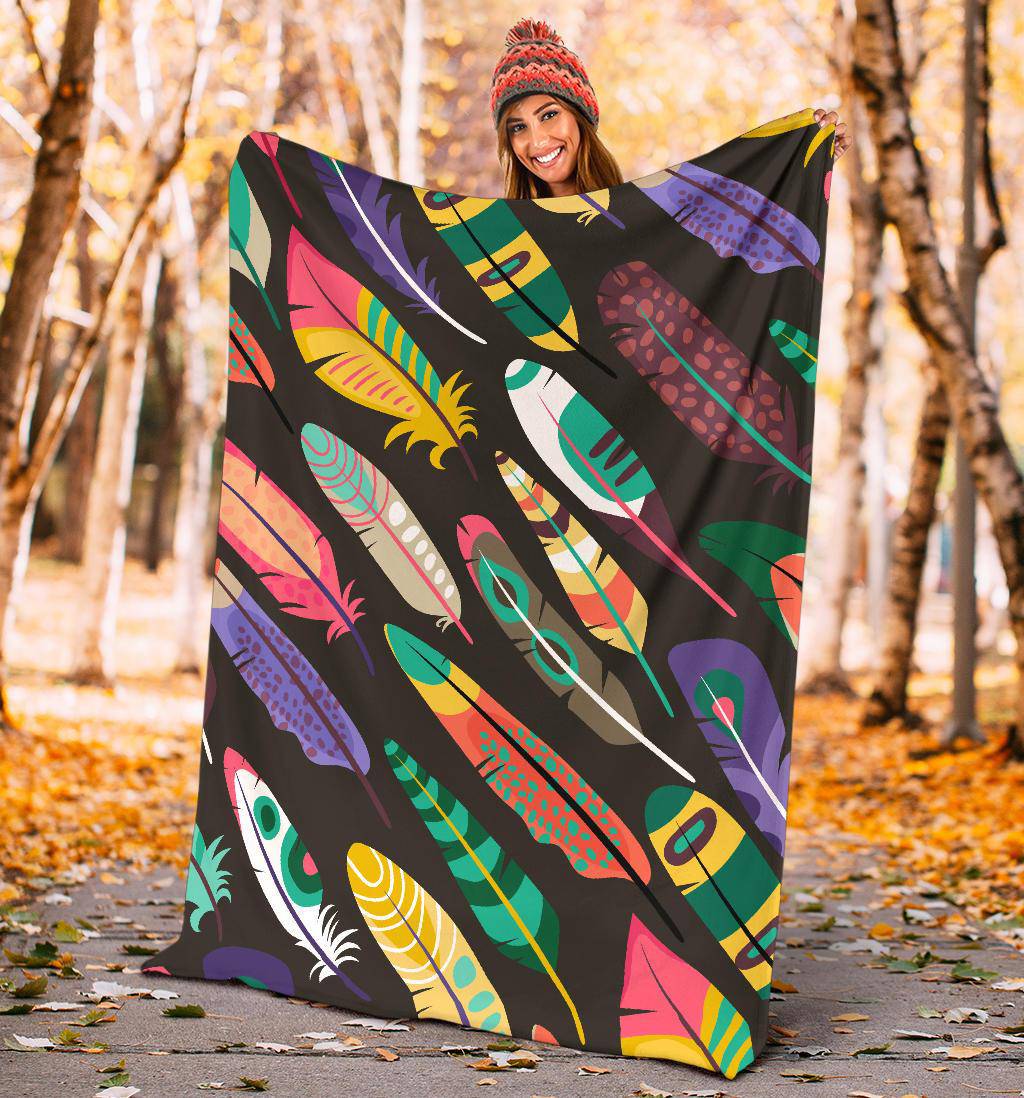 Colorful Exotic Birds Feathers Premium Blanket - Top Content | POD Collection | Free Shipping