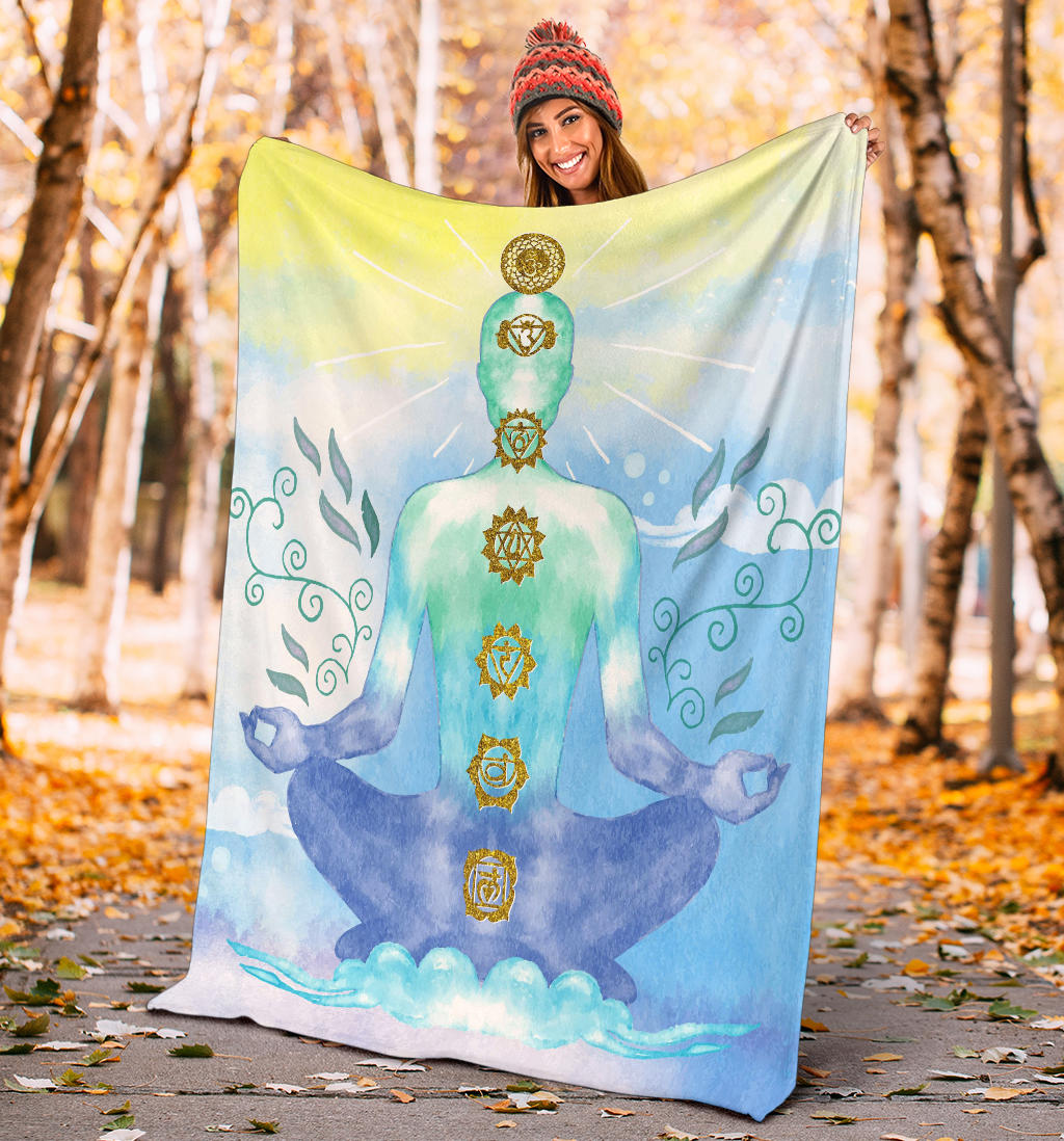 chakras meditation illustration blanket - Top Content | POD Collection | Free Shipping